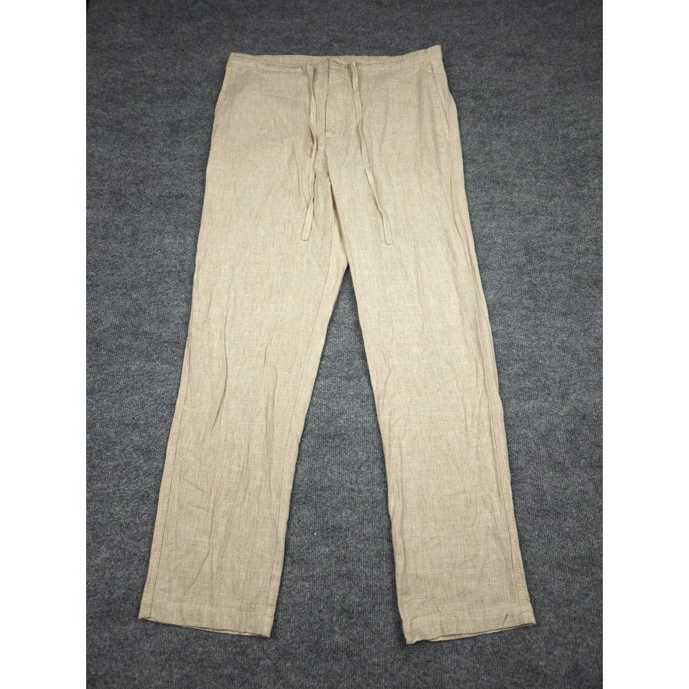 Borgo28 Linen Blend Pants Men's Large (36 x 32) Beige Drawstring Relaxed
